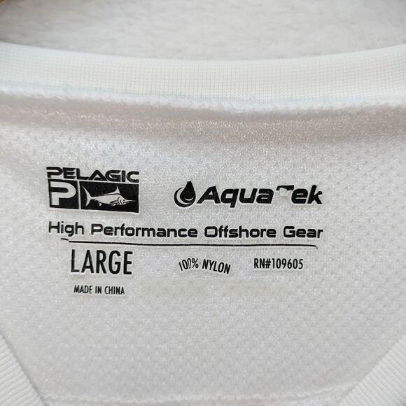PELAGIC Shirt Mens Large White Fishing AquaTek UVP Long Sleeve Performance Logo - Picture 9 of 14